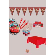 Zayna's Cars Arabalar Temalı Ekomini Set 24 Kişilik Doğum Günü Parti Malzemeleri Erkek Çocuk Konsept