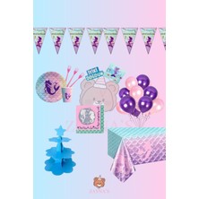 Zayna's Deniz Kızı 32 Kişilik Doğum Günü Parti Seti - Deniz Kızı Konsepti Kek Standı