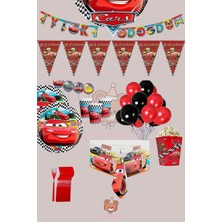 Zayna's Cars Arabalar Temalı Erkek Çocuk Şimşek Mgueen 24 Kişilik Full Set Doğum Günü Parti Malzemeleri