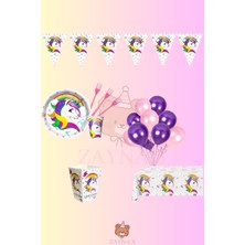 Zayna's Unicorn 16 Temalı Kişilik Doğum Günü Parti Seti -Unicorn Konsept Tek Boynuzlu At