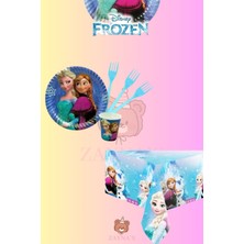 Zayna's Elsa Frozen Temalı Kız Çocuk Karlar Ülkesi 8 Kişilik Doğum Günü Parti Seti