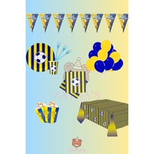 Zayna's Sarı Lacivert Taraftar Parti Seti - Çocuklara Özel Taraftar Temalı Doğum Günü Konsepti 8 Kişilik