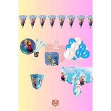 Zayna's Elsa Frozen Temalı Karlar Ülkesi Kız Çocuk Doğum Günü Parti Seti Malzemeleri 32 Kişilik