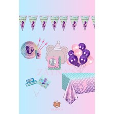 Zayna's Deniz Kızı Doğum Günü Parti Seti | 1-5 Yaş Arası | Balık Kuyruğu Temalı Kız Çocuk Masa Süsleri 32 Li