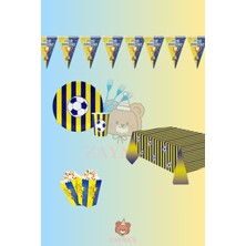 Zayna's Sarı Lacivert Taraftar Doğum Günü Parti Seti - Çocuklara Özel Temalı Doğum Günü Konsepti 16 Kişilik
