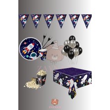 Zayna's Uzay Roket Konseptli Parti Seti - Uzay Temalı Doğum Günü Parti Süsleri - 32 Kişilik