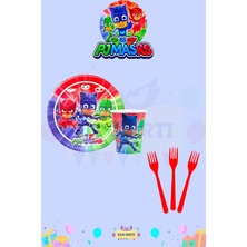 Zayna's Pijamaskeliler Temalı 32 Kişilik Extra Mini Doğum Günü Parti Seti