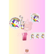 Zayna's Unicorn 16 Kişilik Doğum Günü Parti Seti - Unicorn Konseptli Doğum Günü Süsleri