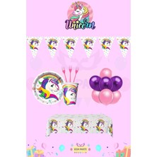 Zayna's Unicorn Temalı  4 Kişilik Ekonomik Doğum Günü Parti Seti