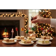 Yılbaşı Temalı Renkli Çubuklar, 10 Adet Pasta ve Içecek Süsleri