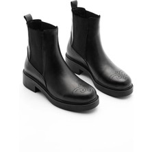 Laura Kadın Hakiki Deri Elastik Yan Bantlı Günlük Bot Siyah