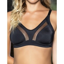 NemereSoft Büyük Beden Uyumlu Siyah Tül Detaylı Günlük Sütyen, B,c Cup Balensiz Konforlu Sütyen