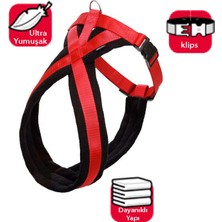 Karlıe Yumuşak Göğüs Tasma 58-70CM Siyah-Kırmızı