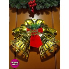 Yılbaşı Kapı Süsü, Gold Renk, Ağaç ve Çan Detayları, Şık ve Sıcak Dekorasyon