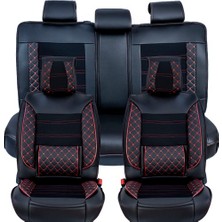 ALLDAYSM Aldysm Kia Sportage Yeni Lüx Deri Oto Koltuk Kılıfı Ön Arka Takım (Mars) Siyah Kırmızı