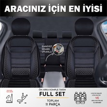 ALLDAYSM Citroen C2 Uyumlu Lüx Bel Destekli Yarı Deri Oto Koltuk Kılıfı Mars Series Siyah Renk Aldys