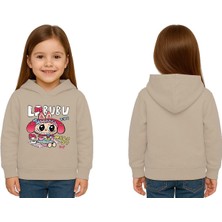 Sedirli Unisex Baskılı Çocuk Swaetshirt Labubu Baskılı Kapüşonlu 3 Iplik Şardonlu