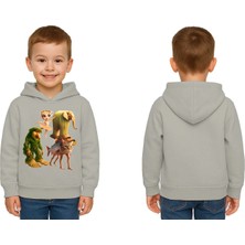 Sedirli Unisex Brainrot Baskılı Çocuk Swaetshirt Kapüşonlu 3 Iplik Şardonlu