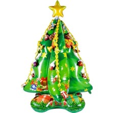 Yeşil Mini Yılbaşı Çam Ağacı ve Folyo Balon Seti, Eğlenceli Dekorasyon