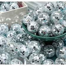 Gri Mini Aynalı Disko Topları, Düğün, Noel ve Partilere Şık Dekorasyon Seti