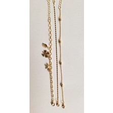 Olen Dört Yapraklı Yonca ve Yıldız Detaylı Gold 3’lü Bileklik Seti