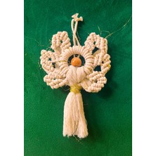 Ekru Makrome Melek Seti, Yılbaşı Süsü, Ağaç ve Kapı Dekoru, 2'li Tamamlayıcı Ürün