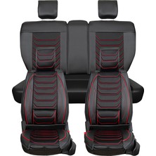 ALLDAYSM Opel Astra J Hb Uyumlu Ön Arka 5 Li Set Portekiz Serisi Oto Koltuk Kılıfı Siyah Kırmızı Renk Aldys