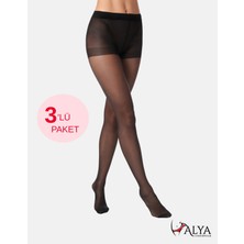 Alya Underwear Kadın Külotlu Çorap, Parlak Ince, 15 Denye, Fit, 3'lü Paket,  Kaçmaya Karşı Dayanıklı, Siyah, M/l