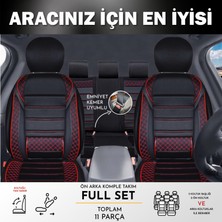 ALLDAYSM Renault Laguna Uyumlu Lüx Bel Destekli Yarı Deri Oto Koltuk Kılıfı Mars Series Siyah Kırmızı Renk Aldys