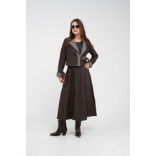 Sasilva Kontrast Detaylı Kısa Ceket & Uzun Elbise Ikili Kadın Takım 9003