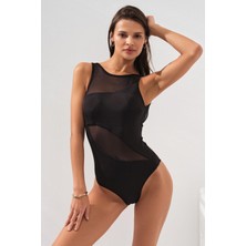Pierre Cardin Halter Yaka Tüllü Mayo Siyah 231110