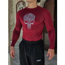 Liber Punisher - Uzun Kollu Compression T-Shirt (Bordo)