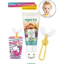 Mas Lord U Tipi Fırça Diş Bakım Seti - Pembe Fırçalık + Sarı Kelebek 6-12 Yaş + Agarta Çocuk Diş Macunu