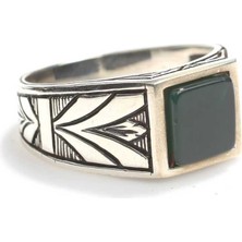 Nusret Takı 925 Ayar Gümüş Kare Oniks Taşlı Erkek Yüzük