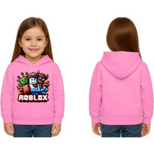 Sedirli Unisex Roblox Baskılı Çocuk Swaetshirt  Baskılı Kapüşonlu 3 Iplik Şardonlu