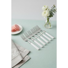 Depa 6’lı Paslanmaz Çelik Soft Beyaz Yemek Çatalı Seti