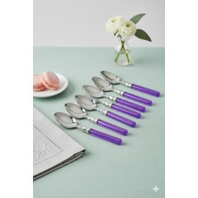 Depa 6’lı Paslanmaz Çelik Mor Tatlı Kaşığı Seti