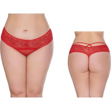 Yeşil Giyim Ön Tül Arka Dantel Brezil Tanga