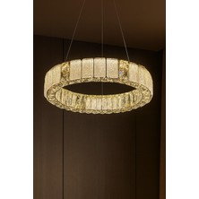 Ünal Aydınlatma Liva 40 cm Kristal Taş Detaylı LED Avize – Salon & Oturma Odası