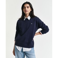 Gant Kadın Lacivert Relaxed Fit Bisiklet Yaka Sweatshirt 4201414.433