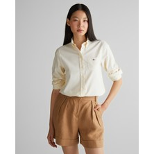 Gant Kadın Sarı Regular Fit Düğmeli Yaka Çizgili Gömlek 4300502.700