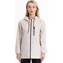 D1fference İçi Astarlı Cepli Kapüşonlu Jel Elyaflı Su ve Rügar Geçirmez Kadın Yağmurluk