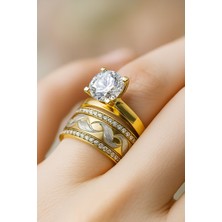 8 Ayar Altın Tektaşlı Alyans 8A107