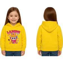 Sedirli Unisex Baskılı Çocuk Swaetshirt Labubu Baskılı Kapüşonlu 3 Iplik Şardonlu