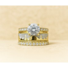 8 Ayar Altın Tektaşlı Alyans Yüzük 8A158