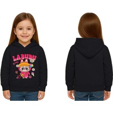 Sedirli Unisex Baskılı Çocuk Swaetshirt Labubu Baskılı Kapüşonlu 3 Iplik Şardonlu