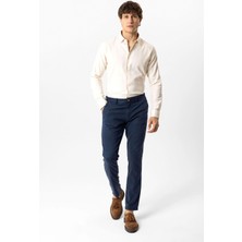 Back And Bond Lacivert Slim Fit Pamuklu Beli Bağcıklı Yan Cep Chino Pantolon