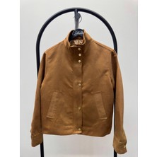 Maldia Shop Kadın Süet Kumaş Arden Bomber Taba Ceket