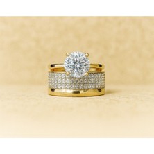 8 Ayar Altın Tektaşlı Alyans Yüzük 8A156