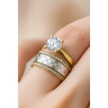 8 Ayar Altın Tektaşlı Alyans 8A106